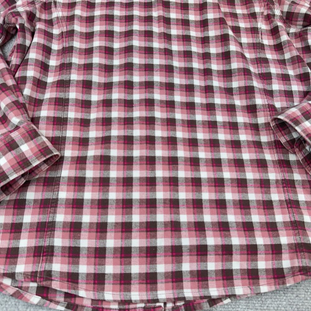 Carhartt Flannel Shirt Womens XL 16/18 Pink Plaid Button Up Workwear Outdoor - Picture 8 of 8